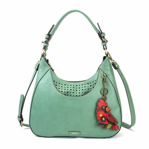 New Chala Sweet Hobo Tote Teal Green Crossbody Shoulder Bag CARDINAL Bird gift