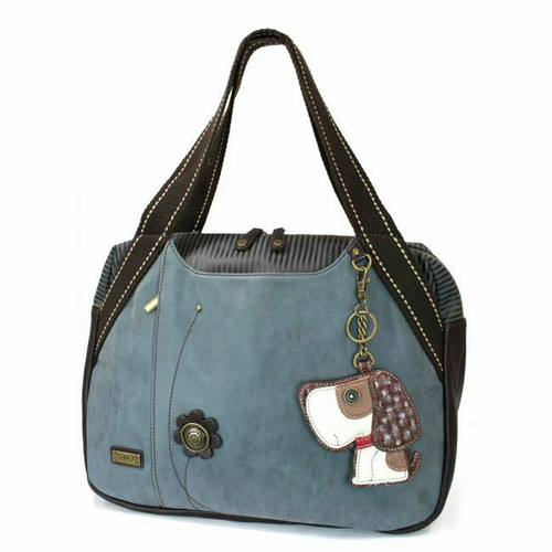 New Chala Bowling Tote Shoulder Large Bag Indigo Blue Pleather BEAGLE Coin Purse