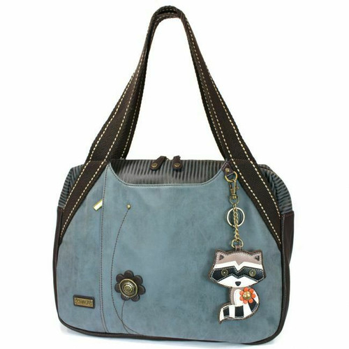 New Chala Bowling Tote Shoulder Large Bag Indigo Blue Pleather RACCOON  gift