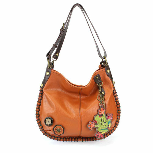 New Chala Hobo Crossbody Large Tote Bag FROG  Vegan Leather Orange Convertible