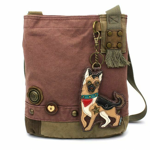New Chala Crossbody Messenger Bag Canvas gift Mauve Purple GERMAN SHEPHERD Dog