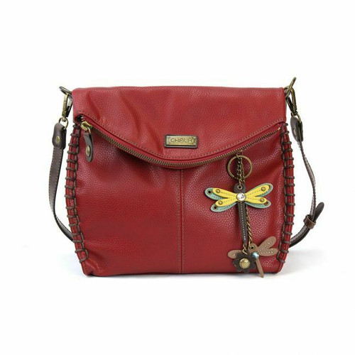 New Chala Charming Cross-body RED Bag Pleather Convertible MINI YELLOW DRAGONFLY