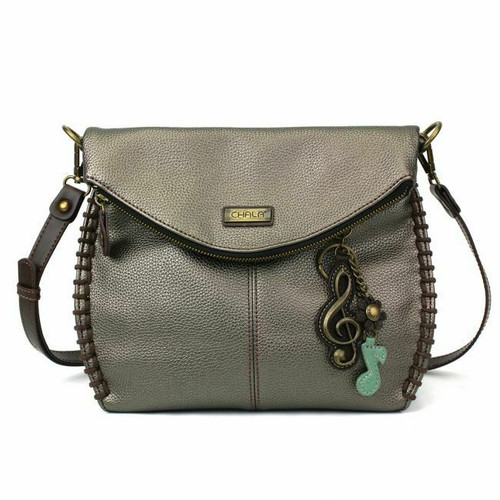 New Chala Charming Crossbody Bag Pleather Convertible CLEF Pewter Grey Gray gift