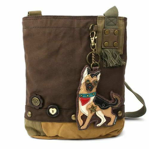 NEW Chala Messenger Crossbody Bag Canvas Dark Brown Purse GERMAN SHEPHERD Dog 