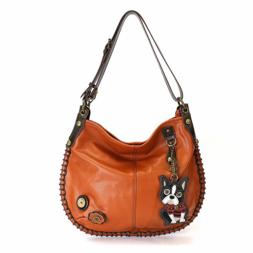 Chala Hobo Bandoulière Grand Sac Pleather Orange Convertible Boston Terrier Dog