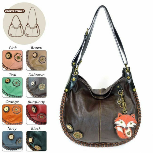 Chala CONVERTIBLE Hobo Large Tote Bag FOX Vegan leather Dark Brown + Coin purse