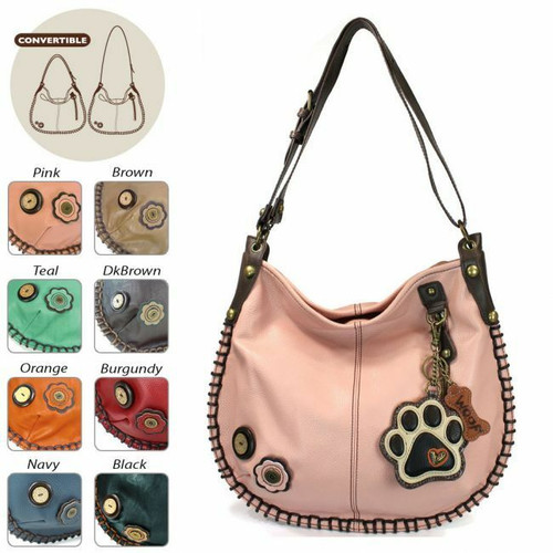 Neuf Chala Hobo Grand Sac Fourre-Tout Ivoire Paw Rose Pleather Cabriolet W/ Coin