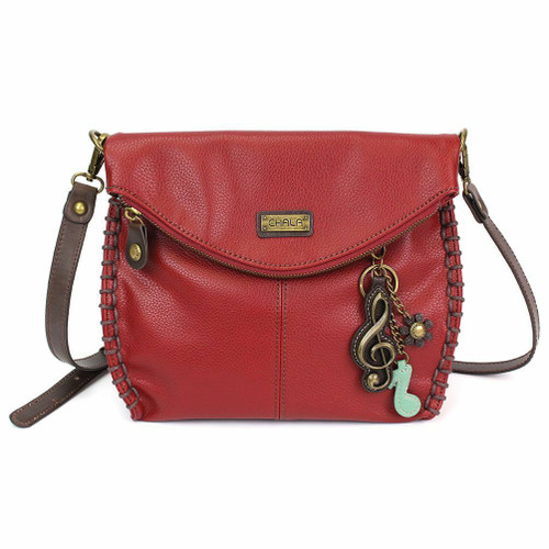 New Chala Charming Cross-body Bag Pleather Metal TREBLE CLEF Convertible Red