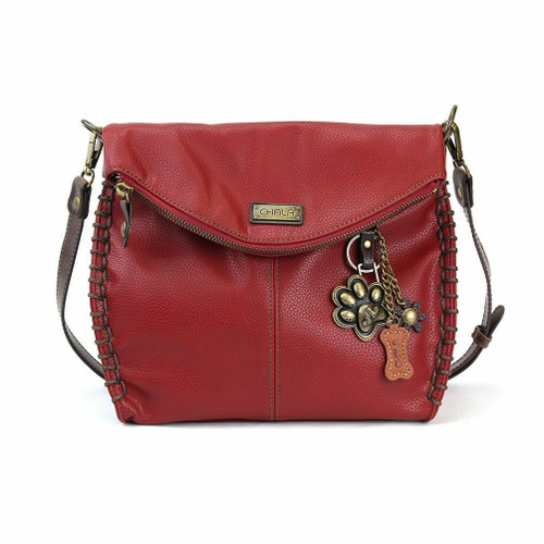 New Chala Charming Cross-body Bag Pleather Metal Paw Print Convertible Red gift