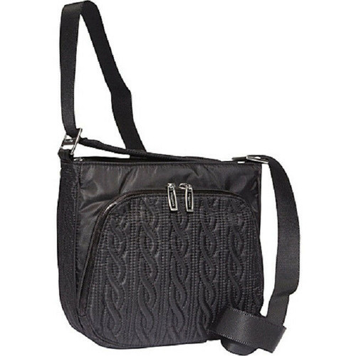 Neu Baggallini Allure Schwarz Geldbörse Geschenktasche Satin Gesteppt Crossbody