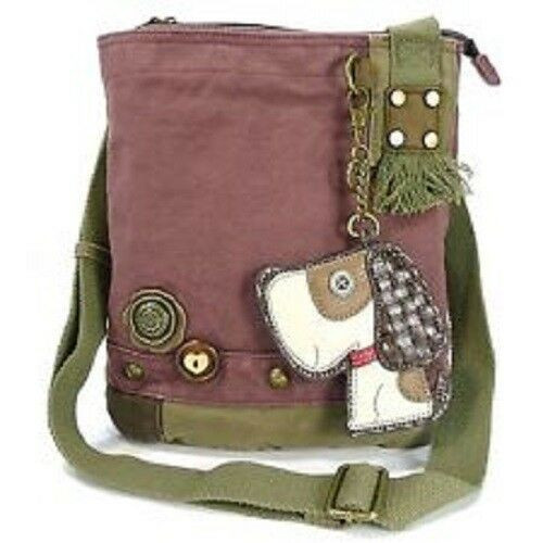 New Chala Patch Crossbody TOFFY DOG Bag Canvas gift Mauve Purple Violet Small