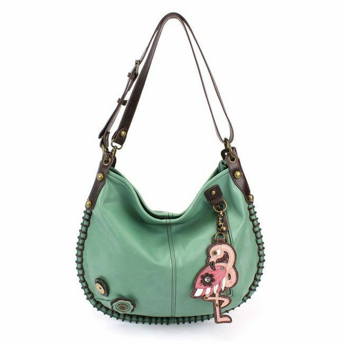 Nuevo Chala Convertible Hobo Grande Bolsa Flamenco Vegano Cuero Verde Azulado de