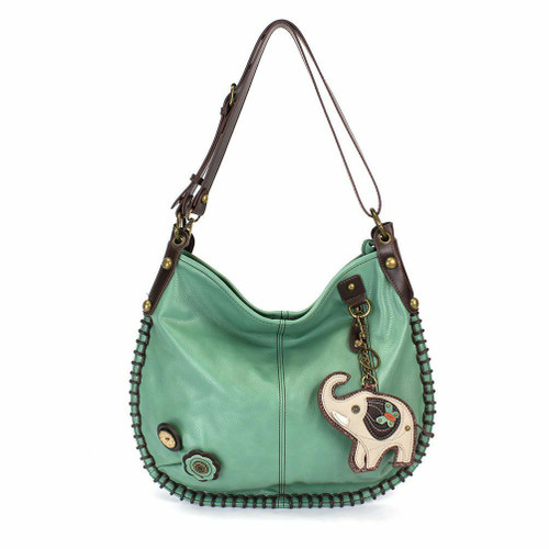 Chala Convertible Hobo Grand Sac Éléphant Peather Bleu Canard Vert W/