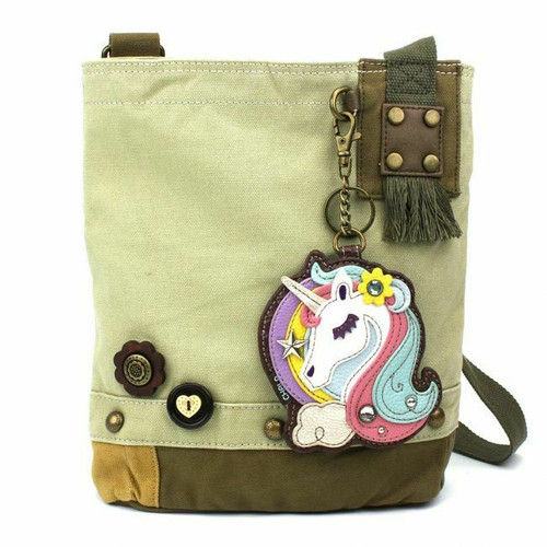 New Chala Patch Crossbody Purse Bag gift Messenger Canvas Sand Beige UNICORN