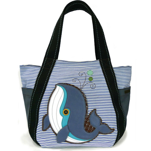 Nuevo Chala Bolso Carry All Cremallera Ballena de Rayas Azules Lona Grande