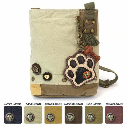 New Chala Handbag Patch Crossbody IVORY PAW  Sand Light Brown Bag Canvas gift