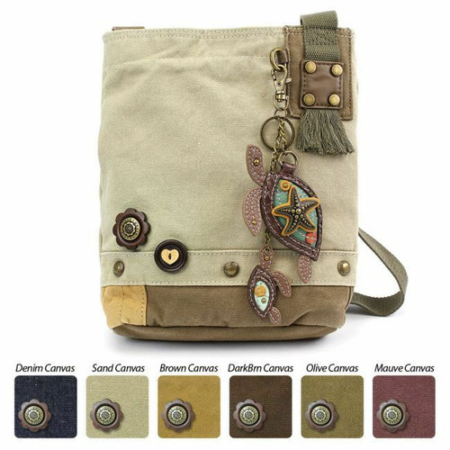 Chala Patch Crossbody TWO TURTLES Bag Canvas gift Messenger Sand Brown Beige