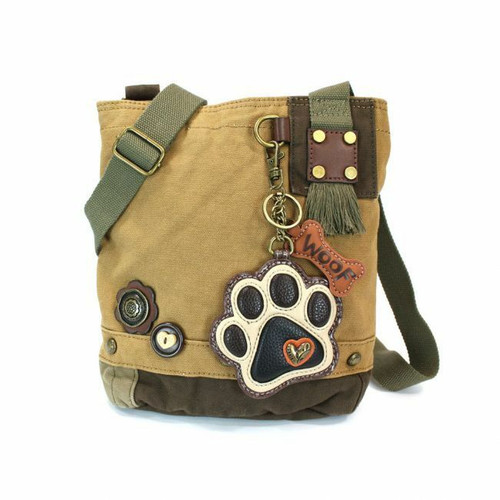 Nuevo Chala Bolso Parche Cruzado Marfil Paw Marrón Lona Regalo con / Monedero