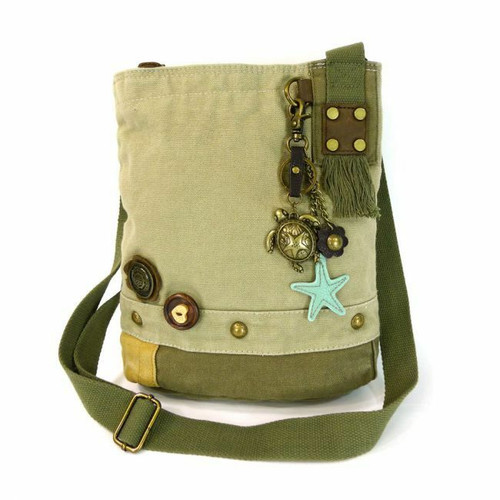 New Chala Patch Crossbody SEA TURTLE  Bag Canvas gift Messenger Sand Brown Beige