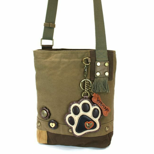 Chala Bolso Parche Cruzado Blanco Paw Verde Oliva Bolso Lona con / Monedero