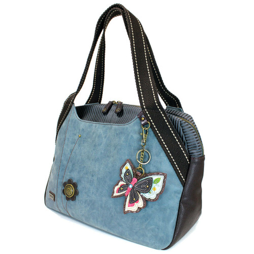 Neu Chala Handtasche Bowling Reißverschluss Schmetterling Groß Tasche Indigoblau