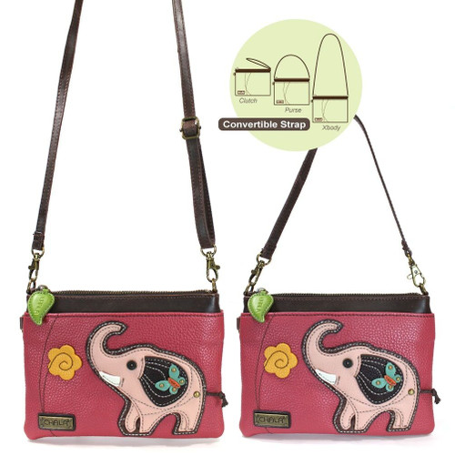 Nuevo Chala Mini Cruzado Elefante Bolsa Cuero Artificial Pequeño Cabrio Fucsia