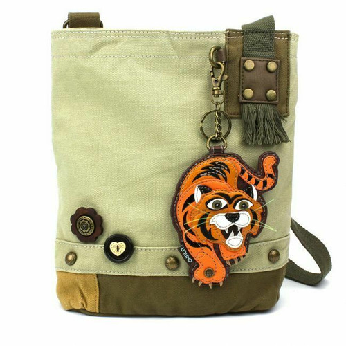 New Chala Patch Crossbody Bag gift Messenger Canvas Sand Beige TIGER Coin Purse