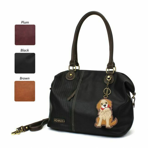 New Chala LASER TOTE Crossbody Bag Black X-Large Converts  GOLDEN RETRIEVER Dog