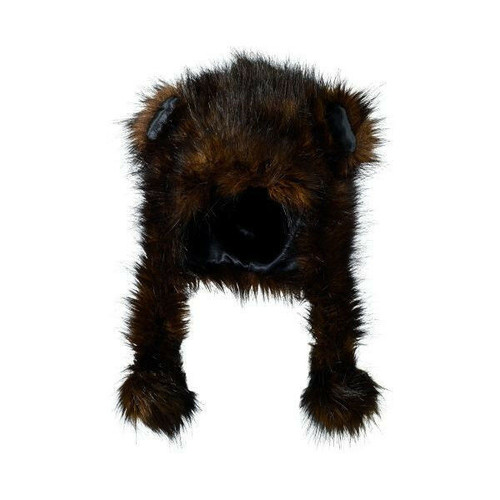 San Diego Hat Kids Dark Brown BEAR EARS POM Faux Fur Winter Hat 5-7 yrs gift