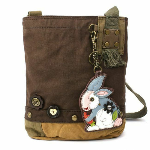 NEW Chala Patch Messenger Crossbody Bag Canvas Dark Brown Gift RABBIT Coin Purse