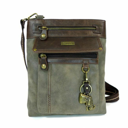 Nuovo Chala Borsa Gemini a Tracolla Toffy Cane Messenger Grigio Ecopelle