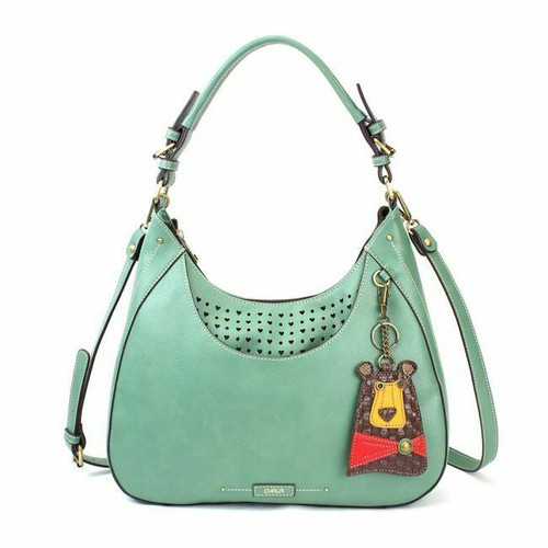 New Chala Sweet Tote Hobo Teal Green gift Crossbody Shoulder Bag BEAR Coin Purse