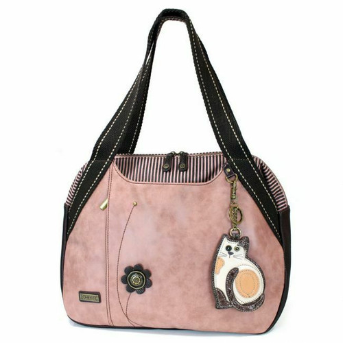 New Chala Bowling Tote Large Shoulder Bag Rose Pink Pleather LAZZY CAT Purse