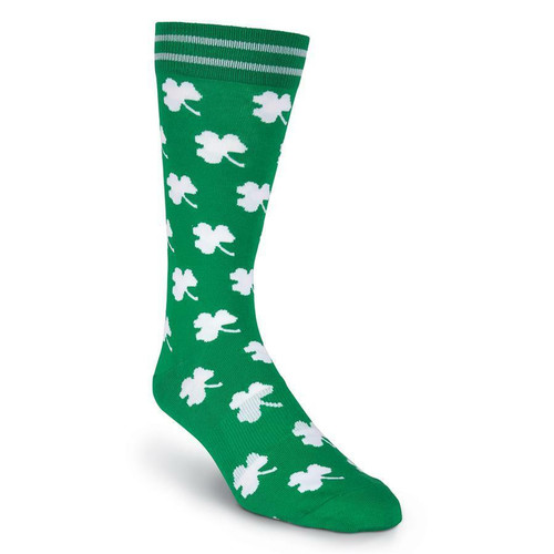 K. Bell Men's 2 prs Crew Socks Shoe Size 6.5-12 Novelty SHAMROCK St. Patrick Day