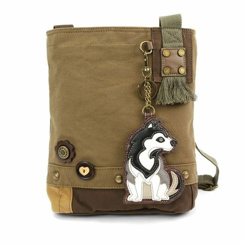 New Chala Handbag Patch Crossbody Olive Green Bag Canvas gift HUSKY Dog