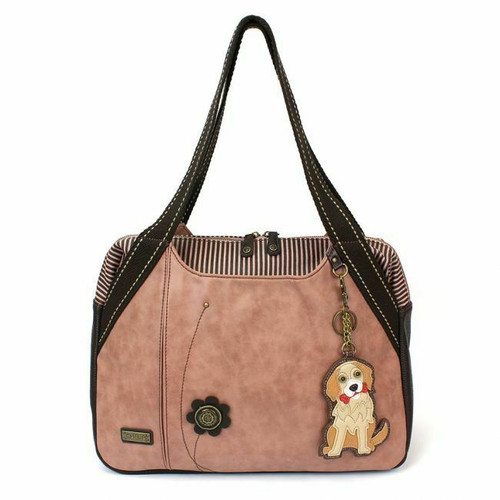 New Chala Bowling Tote Large Bag Rose Pink Pleather gift GOLDEN RETRIEVER Dog