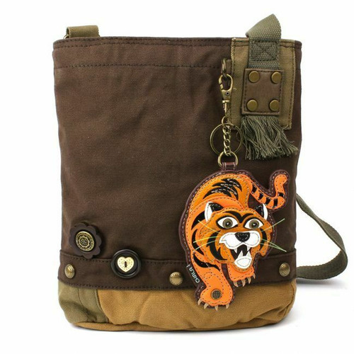 NEW Chala Messenger Crossbody Bag Canvas Dark Brown Gift TIGER Coin Purse