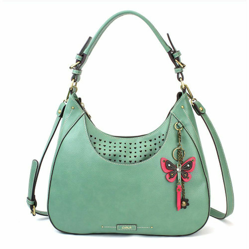 New Chala Sweet Tote Hobo Teal Green Bag Crossbody Shoulder PINK BUTTERFLY gift