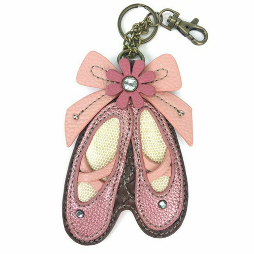 New Chala Purse Bag Charm Clip On Key Ring Fob  BALLERINA Ballet Coin Purse Pink