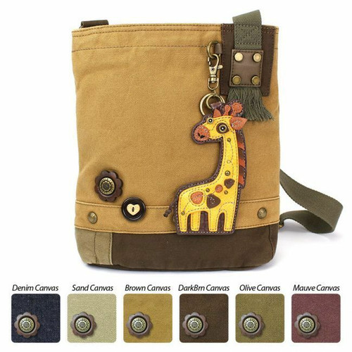 New Chala Handbag Patch Crossbody Brown Bag Canvas gift School Work Giraffe