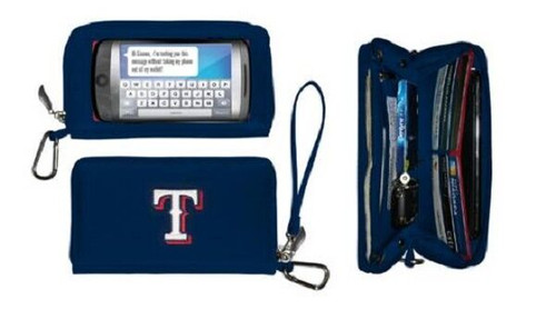 New Touch Screen  Smartphone Deluxe Wallet MLB Licensed TEXAS RANGERS Blue gift 