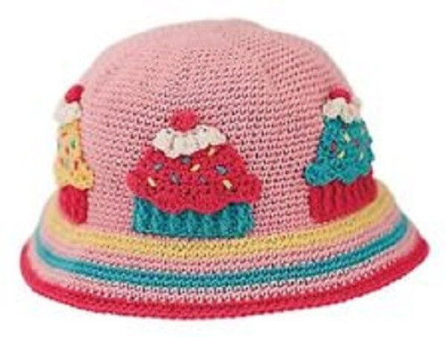 San Diego Hat Daylee Design PINK CUPCAKE Baby Girl Croched 0-6 months gift