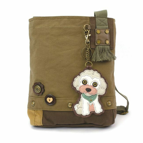 Chala Patch Crossbody Music Olive Green Bag & Coin Purse Messenger POODLE Dog