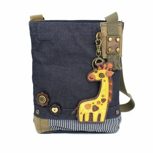 New Chala Handbag Patch Cross-body Denim Navy Blue Bag Cute gift small Giraffe
