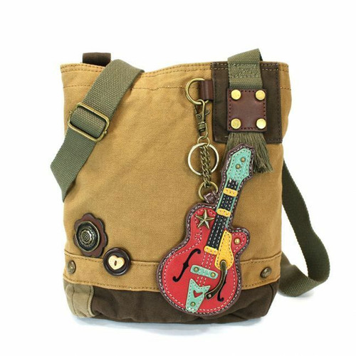 Chala Patch Crossbody GUITAR Music Bag Canvas gift Messenger BROWN Coin Purse