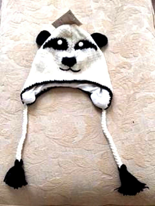 New Animal Face WHITE PANDA BEAR HAT Beanie Winter Ski Cap ADULT Gift One size