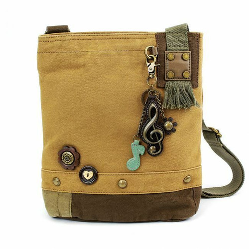 New Chala Patch Cross body  TREBLE CLEF Bag Canvas gift Messenger Brown small