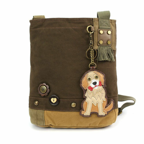 DARK BROWN Chala Patch Crossbody Bag Canvas Messenger  GOLDEN RETRIEVER Dog gift