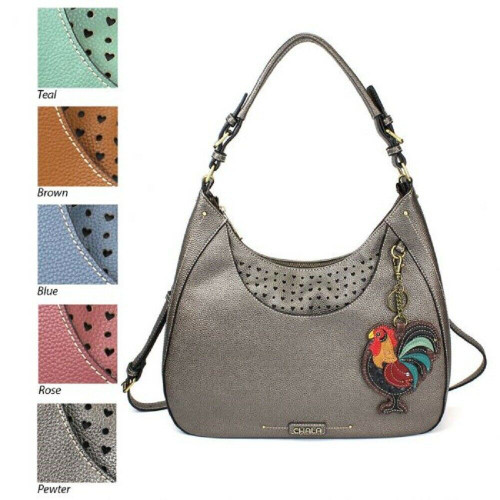  New Chala Sweet Tote Hobo Pewter Grey Gray Crossbody Shoulder Bag ROOSTER gift