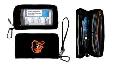 New Touch Screen  Smartphone Deluxe Wallet MLB Licensed BALTIMORE ORIOLES Black